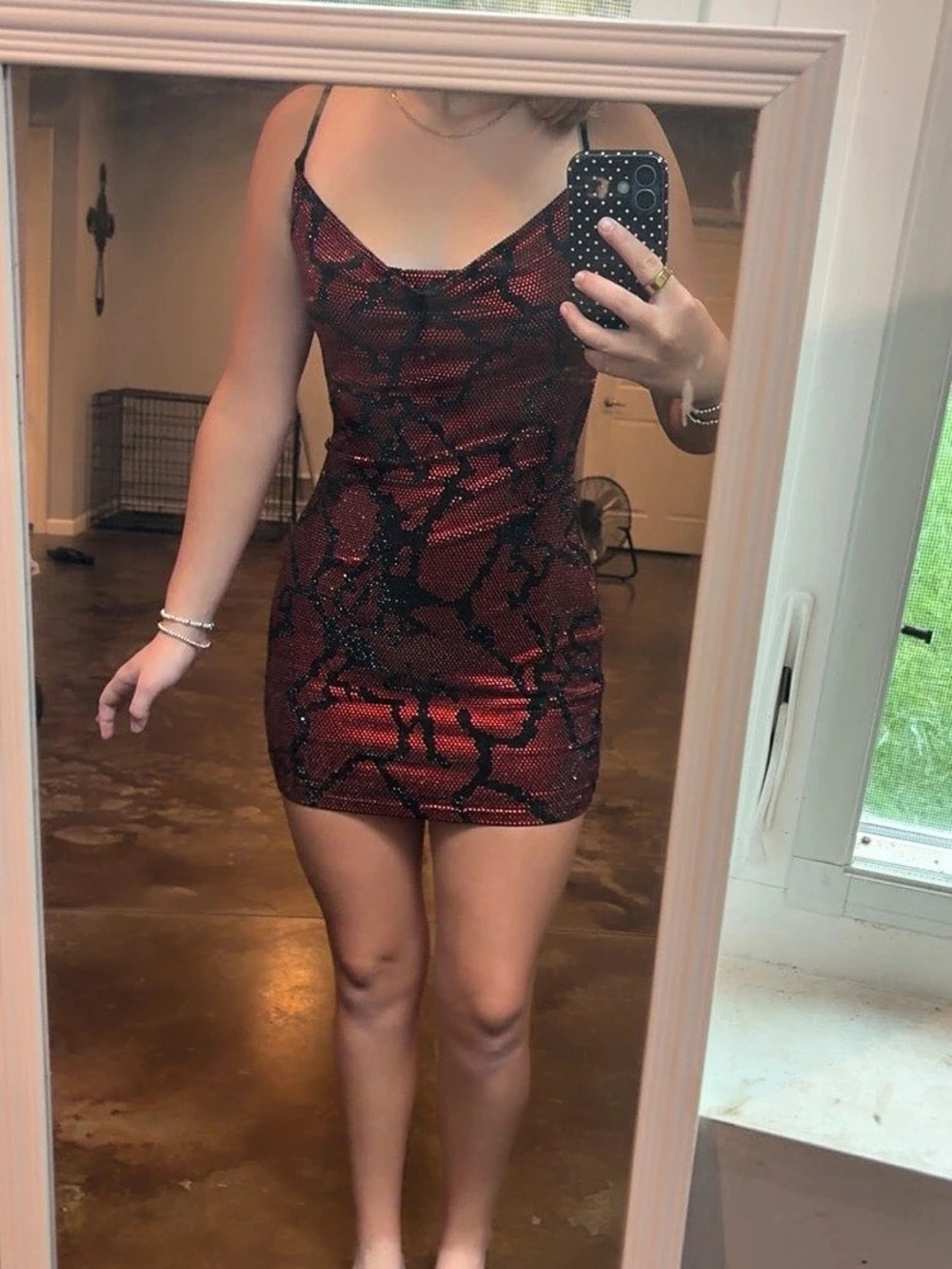 Red & Black Mini Dress Like New